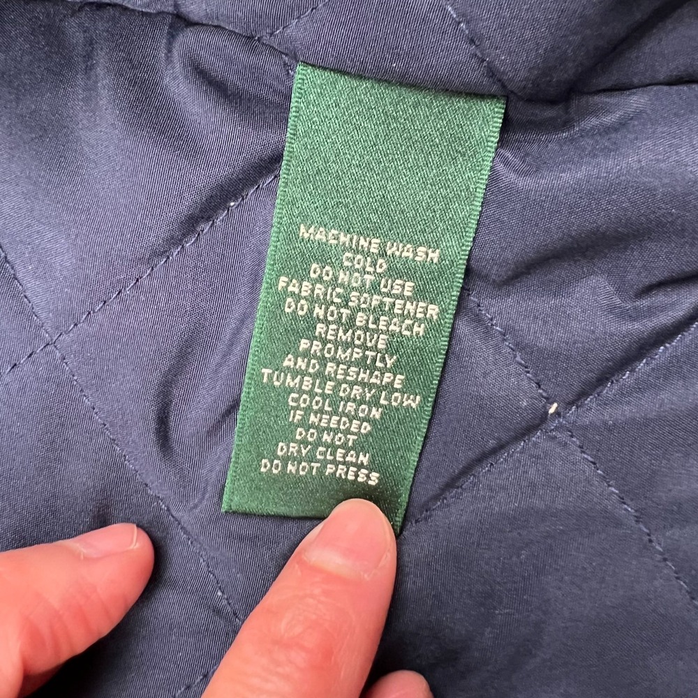 Lauren‎ Ralph Lauren Parka Coat Womens SP Navy Blue Quilted Lined Snap Hooded - Picture 10 of 16